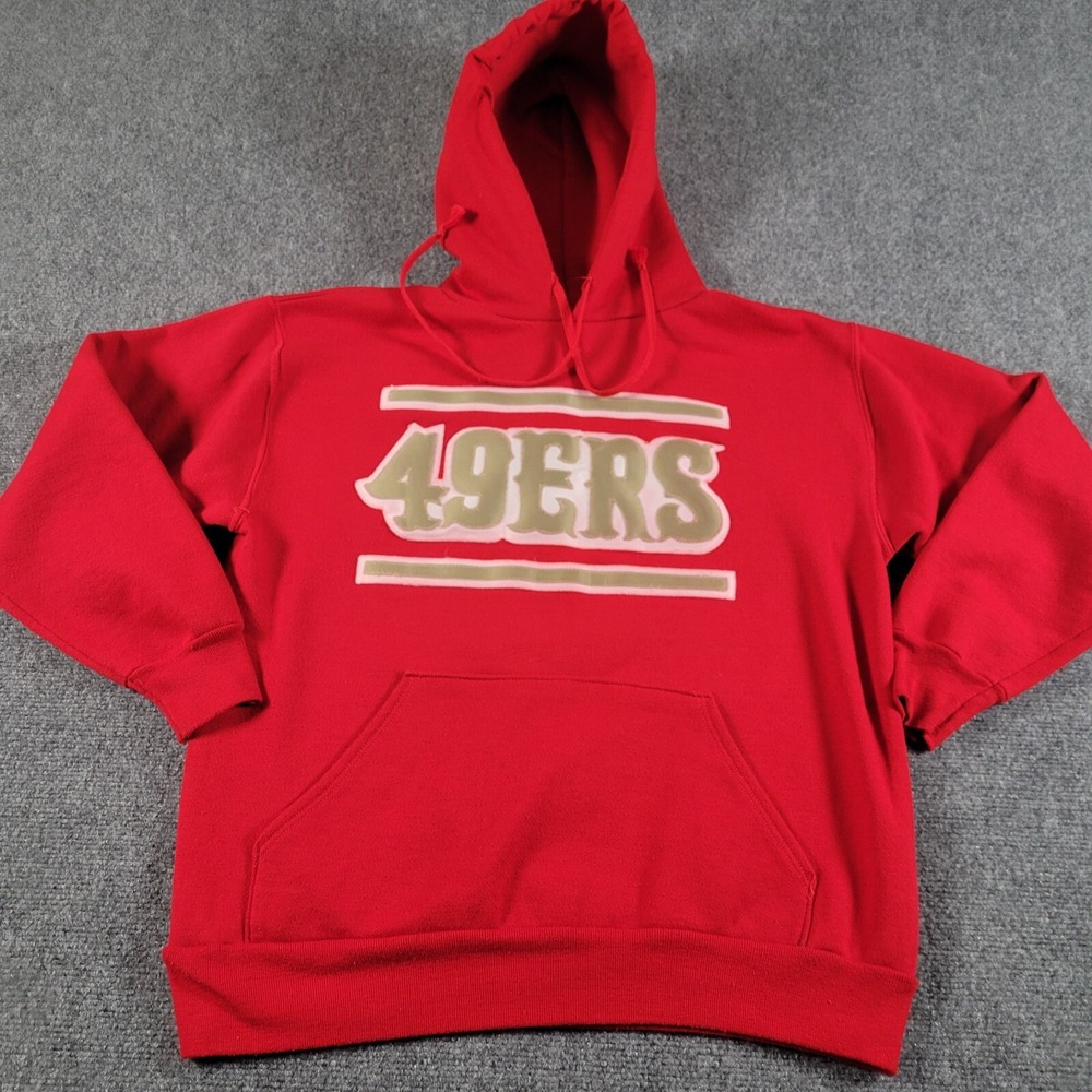 Vintage San Francisco 49ers Hoodie Mens Large Pullover Red Logo 7 Cotton‎ Blend
